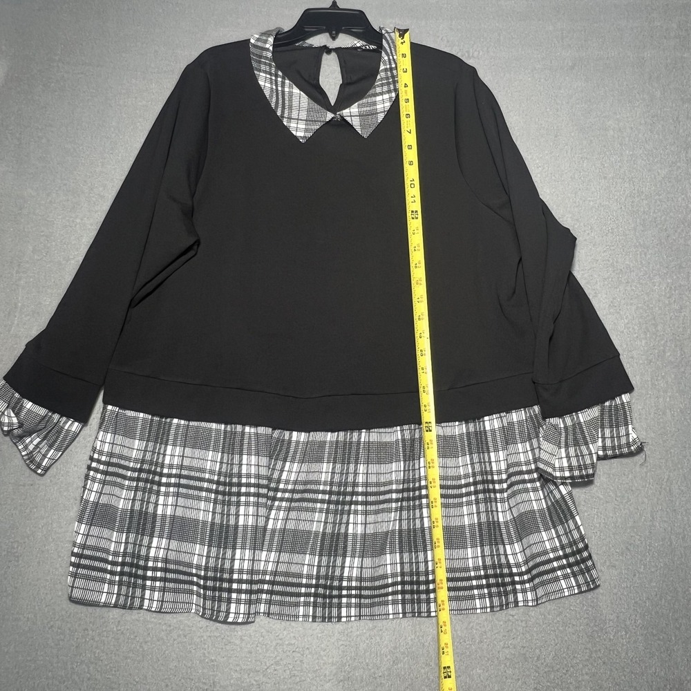 YOURS Women's Black Plaid Peter Pan Collar Tunic Dress Plus Size US 18-20 UK - Picture 3 of 6